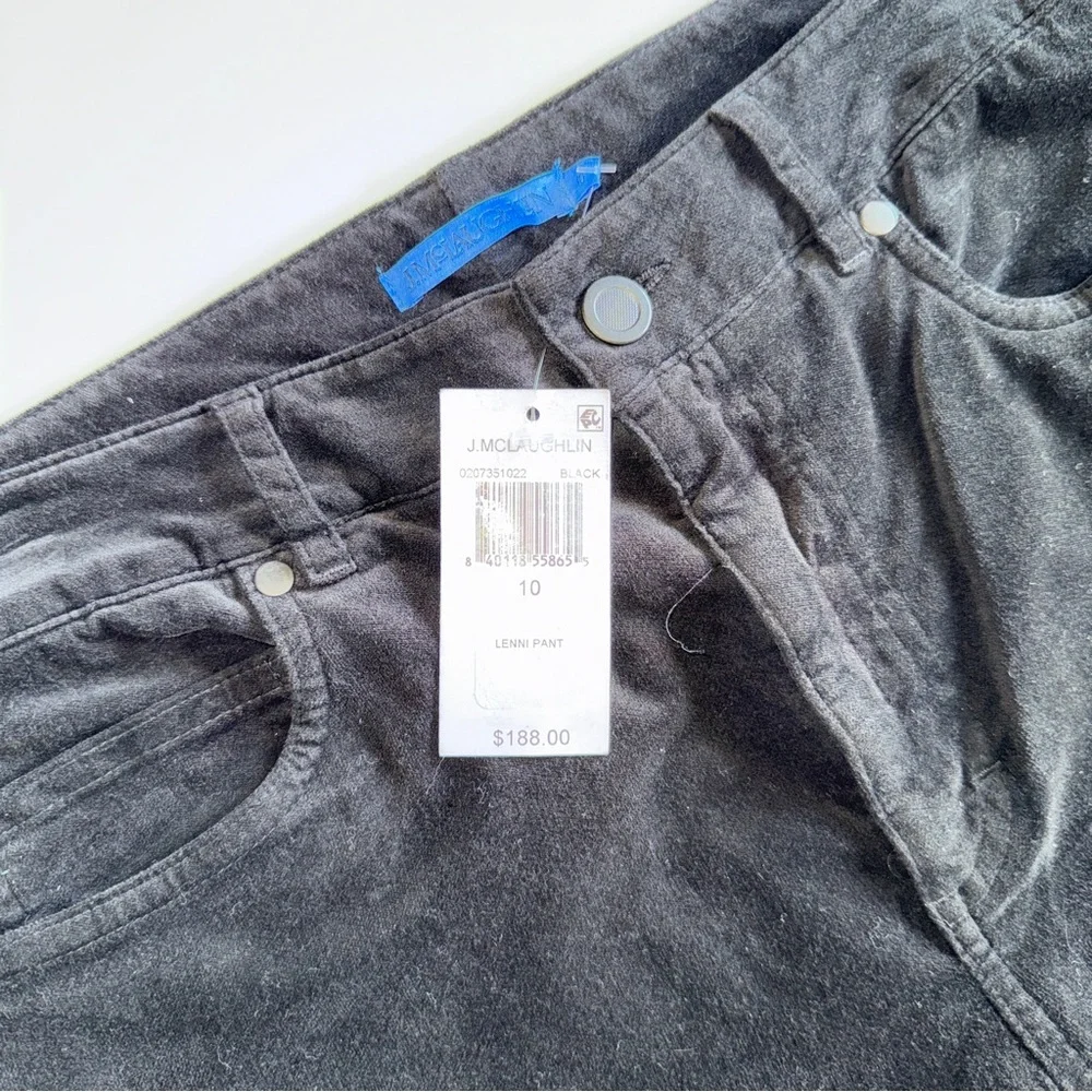 J. McLaughlin NWT LENNI Pants Black Velveteen Size 10 Kick Flare Silhouette A4 - Picture 7 of 8